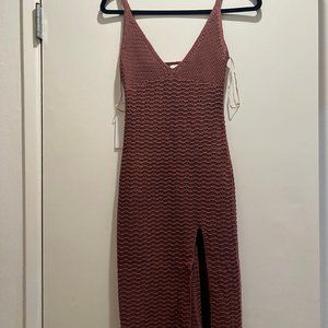 Brown crochet slit dress